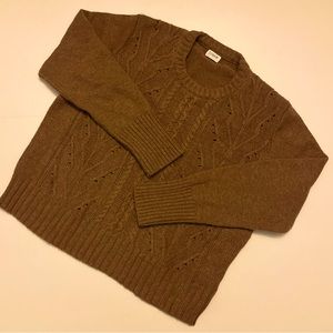 J Crew Chestnut Cable Knit Washable Wool Sweater, Woman’s Size: XL